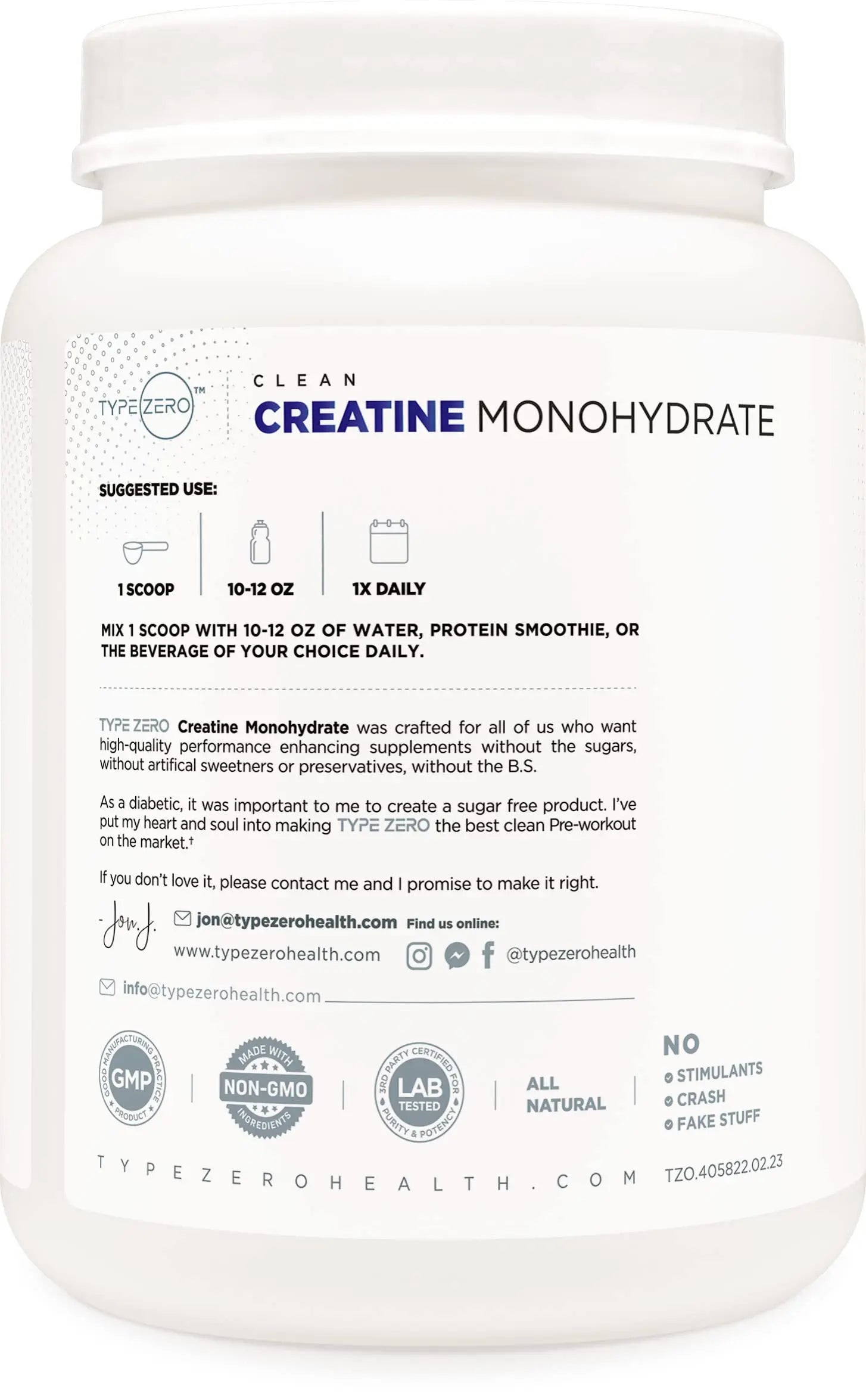 Type Zero Creatine Monohydrate (Unflavored) 1 KG, 5000mg (5g) Per Serving, Micronized, Zero Sugar, Keto Friendly & Gluten Free, 200 Servings Type Zero Au supplements
