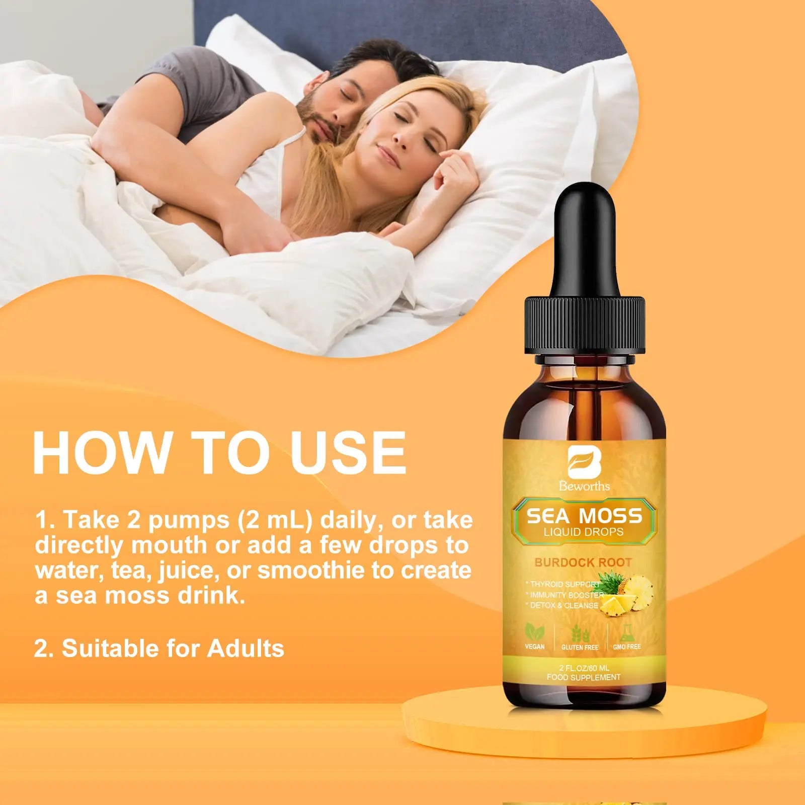 B BEWORTHS Sea Moss Liquid Drops - Organic Irish Sea Moss Gel with Burdock Root B BEWORTHS Au supplements