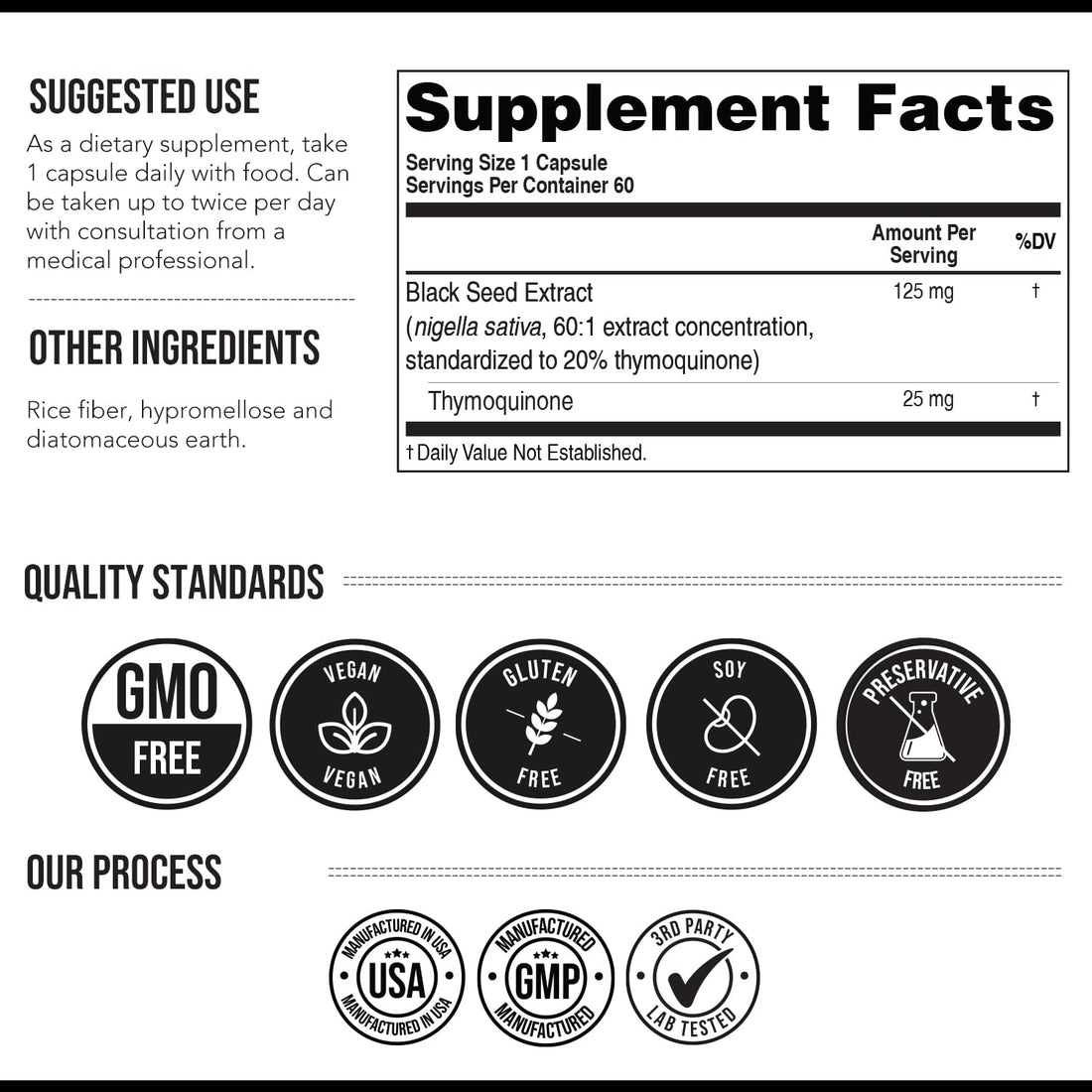 20% Thymoquinone Black Seed Extract Capsules - TQ-Advanced 4X®: Potent Thymoquinone Concentration Available - 60:1 Concentrate from Nigella Sativa