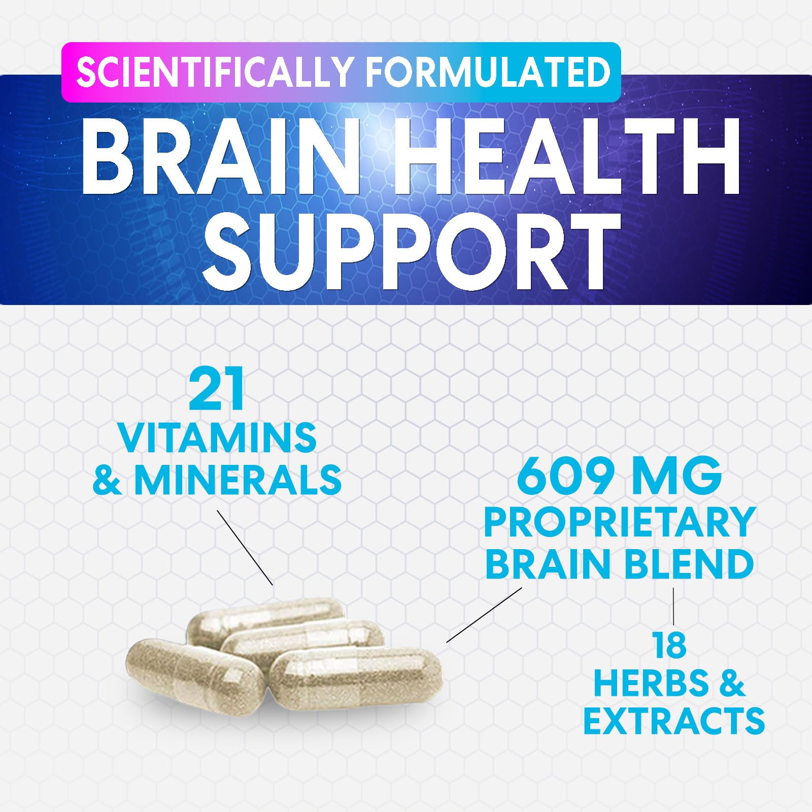 Brain Memory Supplement - 3X Strength Nootropics for Concentration, Clarity & Focus Support - Brain Health Cognitive Vitamins with Bacopa, Phosphatidylserine & DMAE, Brain Booster Pills, 120 Capsules Nature's Peak Au supplements
