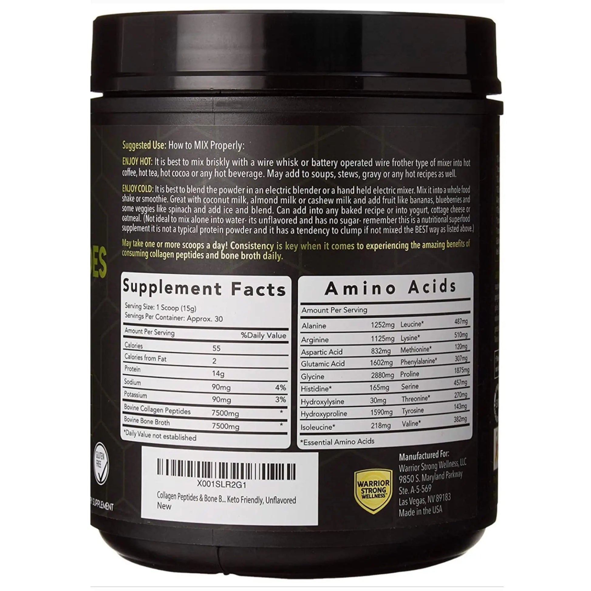 Warrior Strong Wellness Premium Collagen Peptides Bone Broth: Grass Fed Hydrolyzed Warrior Strong Wellness Au supplements