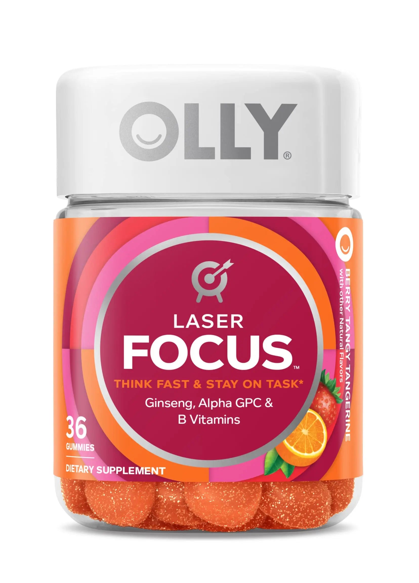 OLLY Laser Focus Gummy, Ginseng, Alpha GPC, B Vitamins, Berry Tangerine Flavor OLLY Au supplements