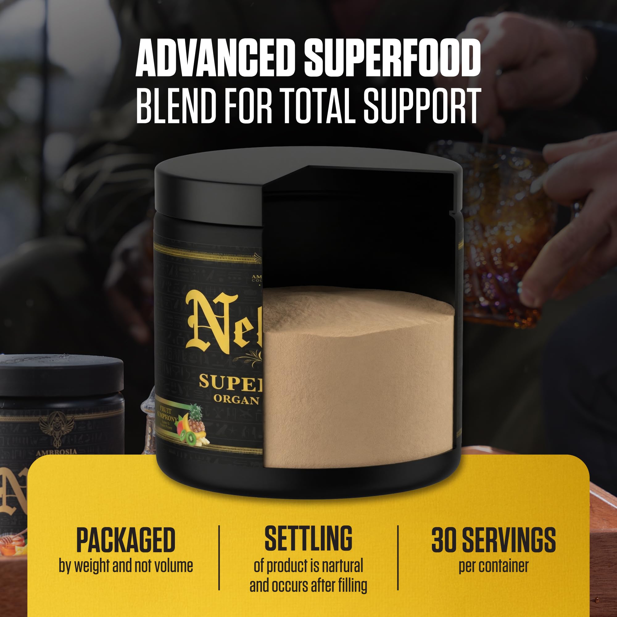 Ambrosia Superfood Organ & Cycle Support Powder | Liver & Kidney Support with Milk Thistle, Red Yeast Rice & CoQ10 | 13 Superfood Ingredients | 30 Servings | Honey Lemon Ambrosia Au supplements
