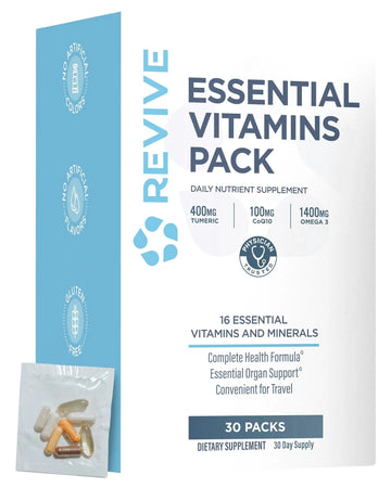 Revive MD Essential Vitamin Packs for Men & Women – Daily Multivitamin Packets with Arjuna & Turmeric Extract – Supports Heart, Joint & Organ Health Revive Au supplements