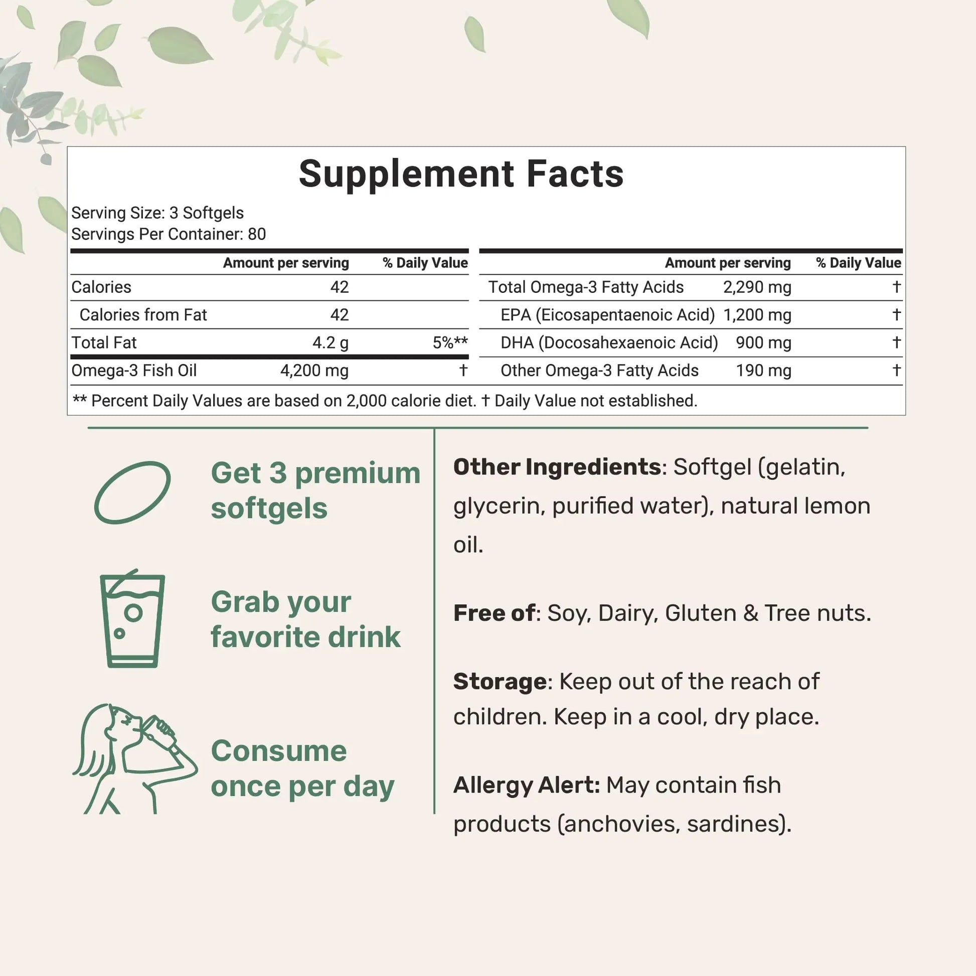 Triple Strength Omega 3 Fish Oil Supplements 4200mg Per Serving, 240 Softgels Micro Ingredients Au supplements