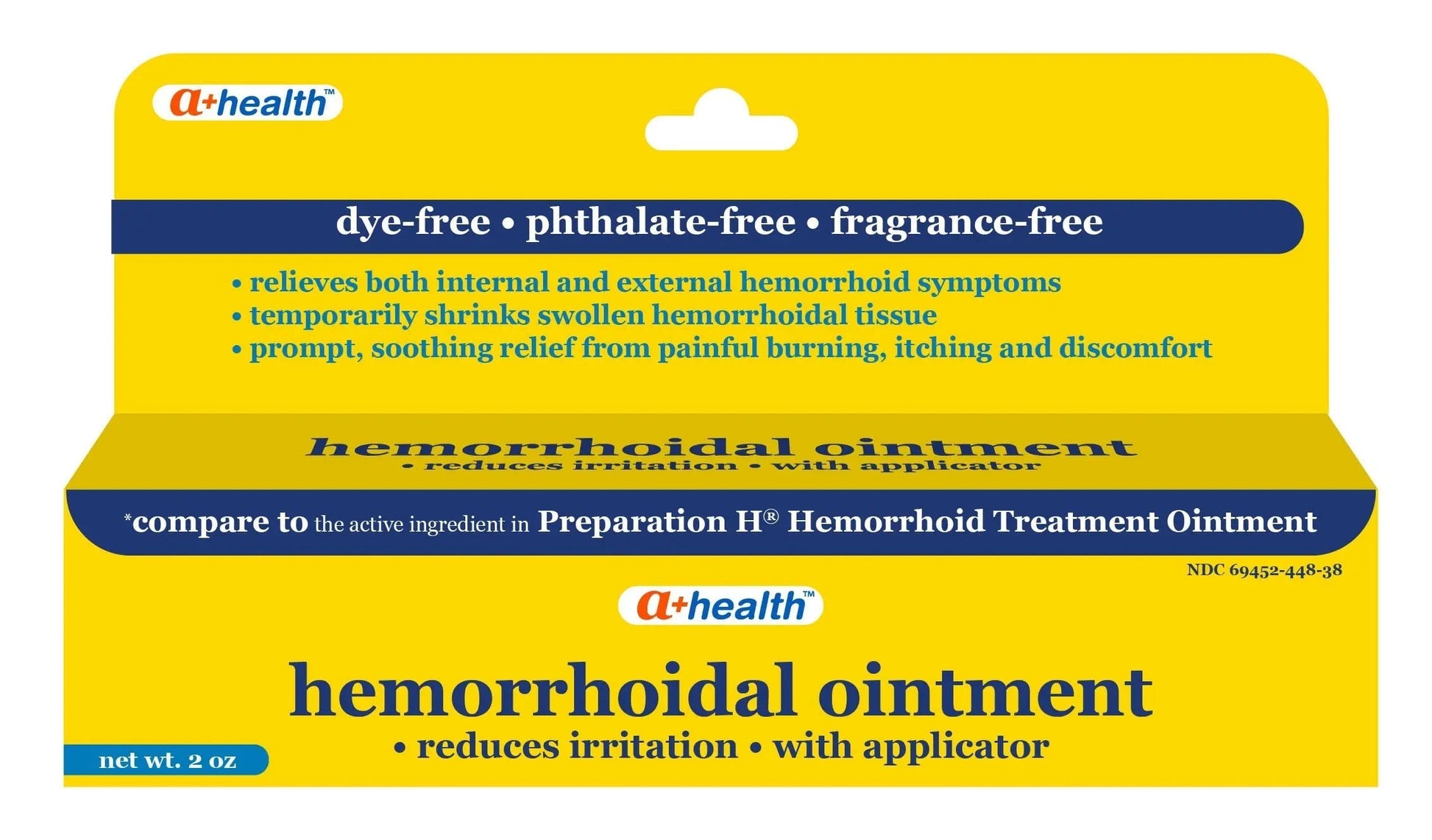 A+Health Hemorrhoid Treatment, Hemorrhoidal Ointment Relieves Symptoms of Burning, Itching, Discomfort, 2 Ounce Tube with Applicator, Reduces Irritation and Pain Relief A+Health Au supplements