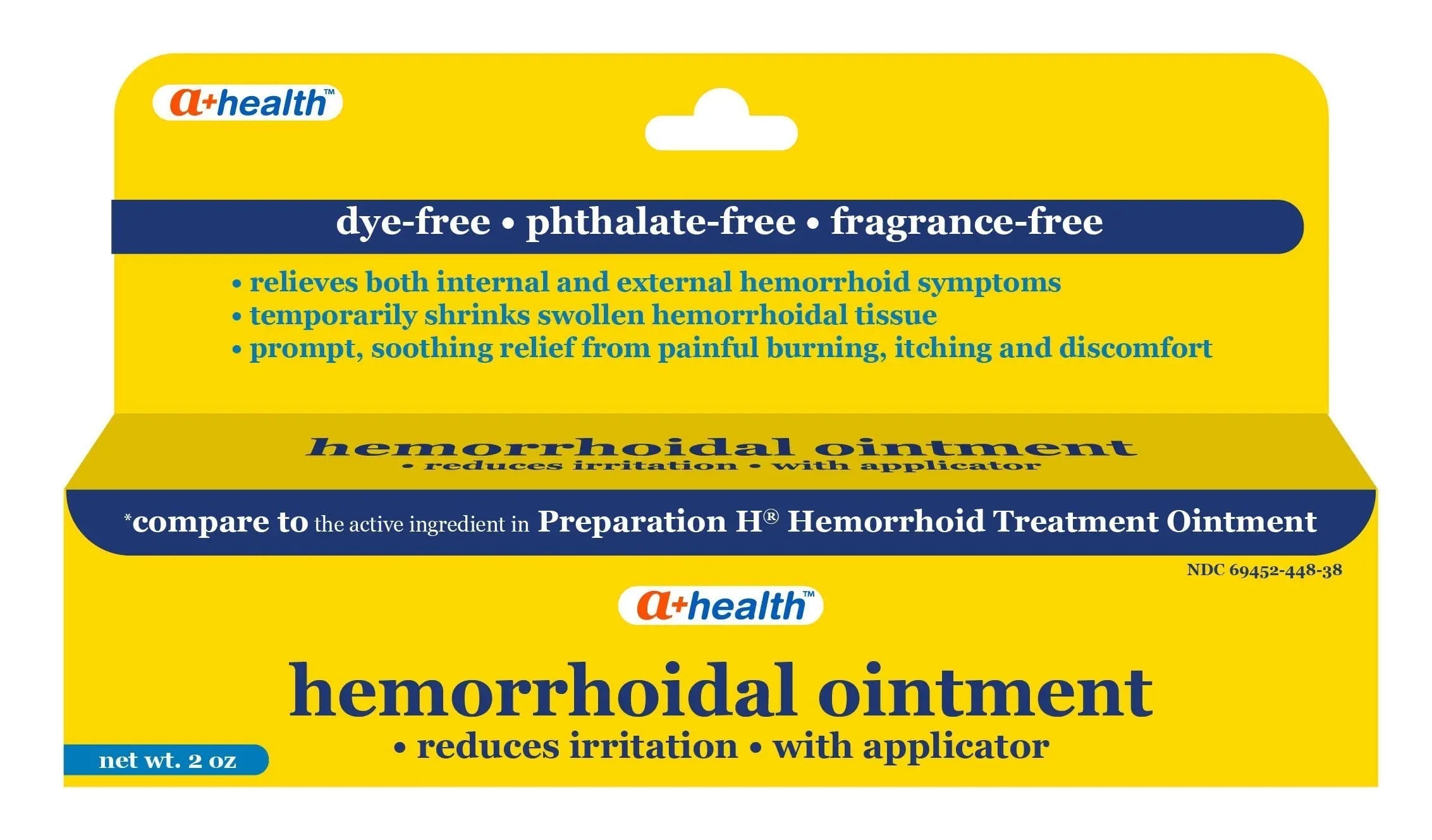 A+Health Hemorrhoid Treatment, Hemorrhoidal Ointment Relieves Symptoms of Burning, Itching, Discomfort, 2 Ounce Tube with Applicator, Reduces Irritation and Pain Relief A+Health Au supplements