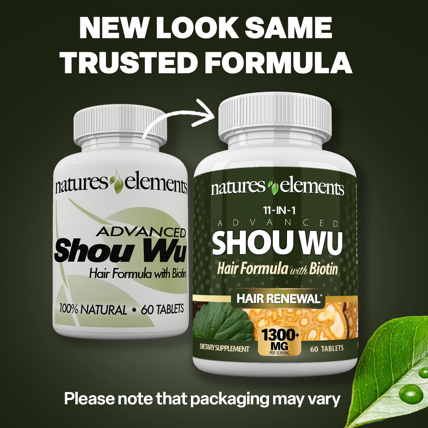 Natures Elements Advanced Shou Wu for Gray Hair – Prepared He Shou Wu for Hair Growth with Biotin, Bioperine, Fo-Ti Root & More – 100% Natural – 60 Tablets – Non-GMO, Gluten-Free Natures Elements Au supplements