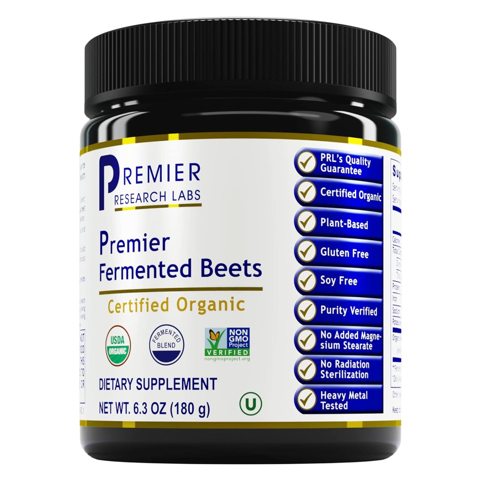 Premier Research Labs Premier Fermented Beets - Beet Root Powder Fermented, Organic Fermented Beets for Men & Women, Beetroot, Nitrates, Blood Pressure Support, USDA Organic - 6.3 Oz Jar Premier Research Labs Au supplements
