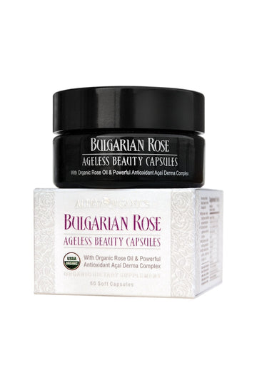 Alteya Organics Bulgarian Rose Ageless Beauty Capsules with Bulgarian Rose Oil and Antioxidant Acai Derma Complex - 30 Servings Alteya Organics Au supplements