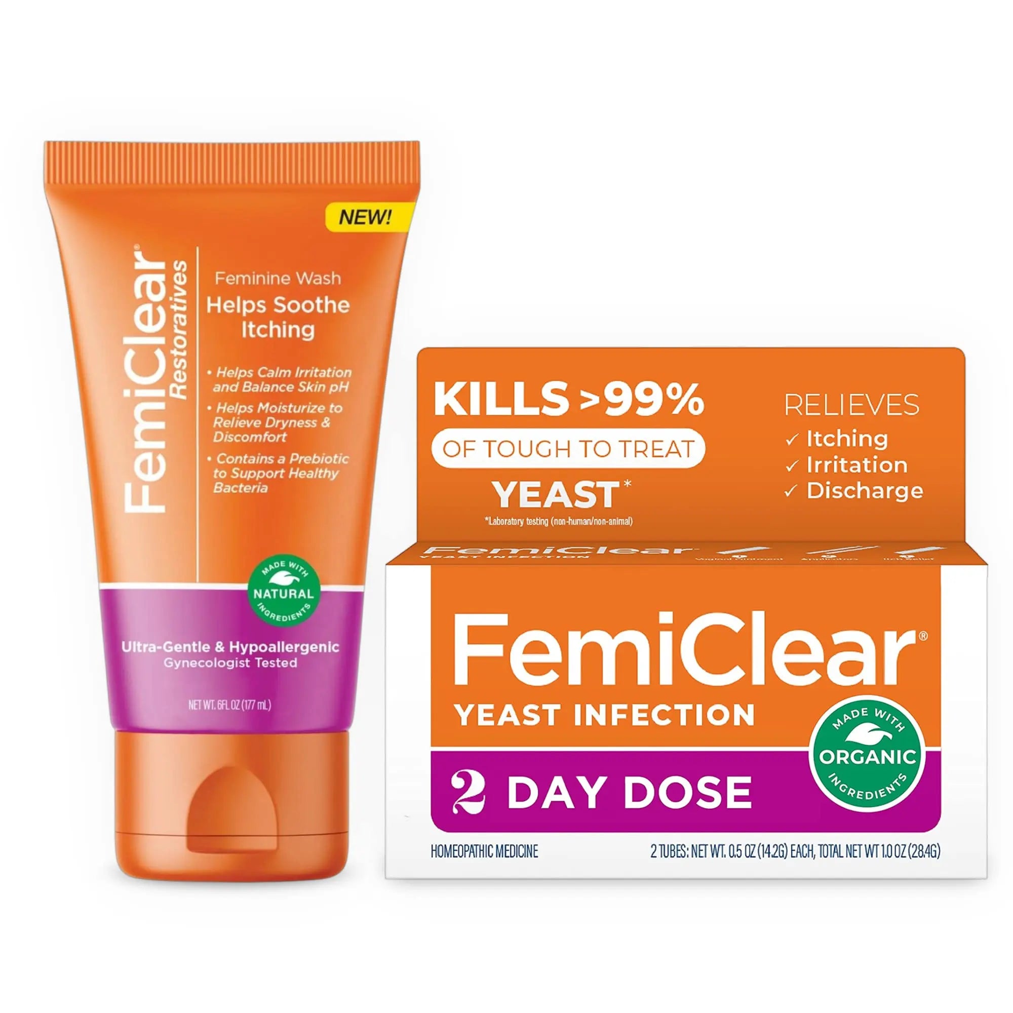 FemiClear 2-Day Dose Yeast Infection Treatment for Women and Soothing Feminine Wash, External Anti-Itch Ointment FemiClear Au supplements