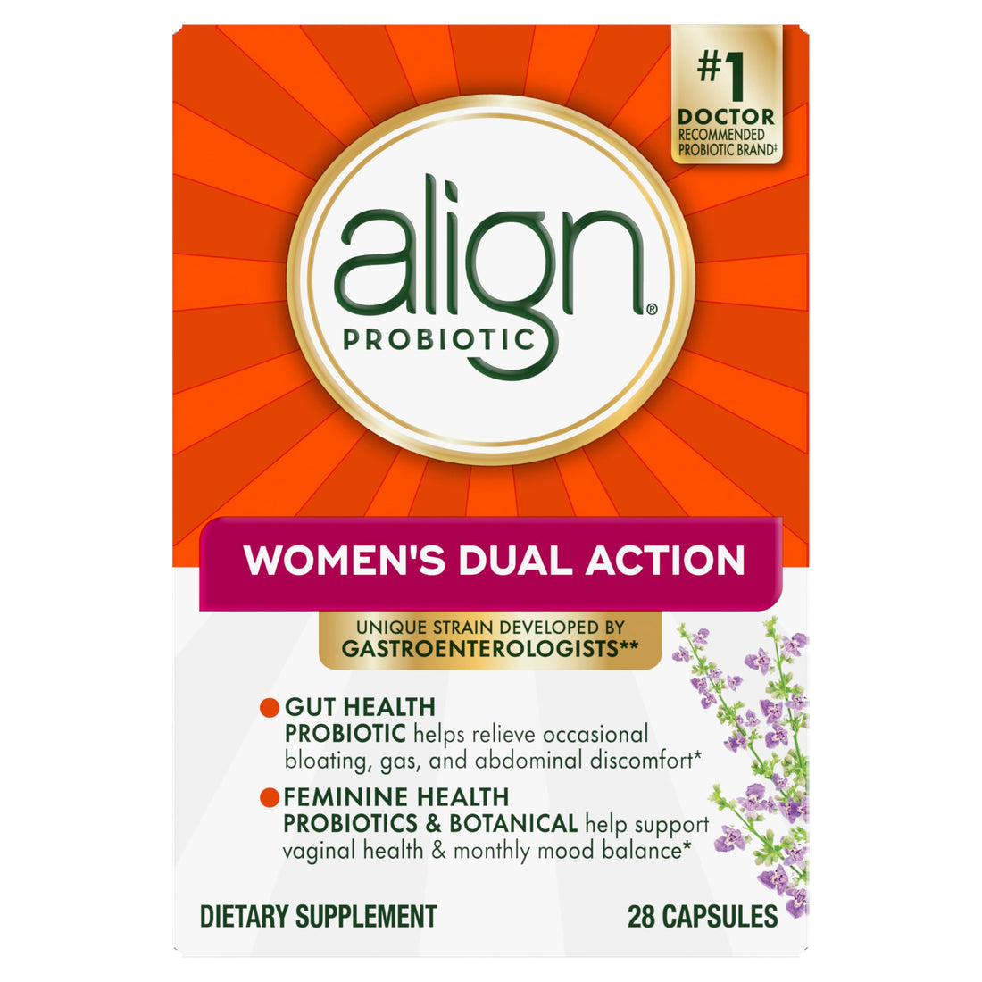 Align Probiotic, Womens Dual Action, Vaginal Probiotics for Women, Womens Probiotic for Vaginal Health Support, with Probiotics for Digestive Health, 28 Probiotic Capsules Align Au supplements