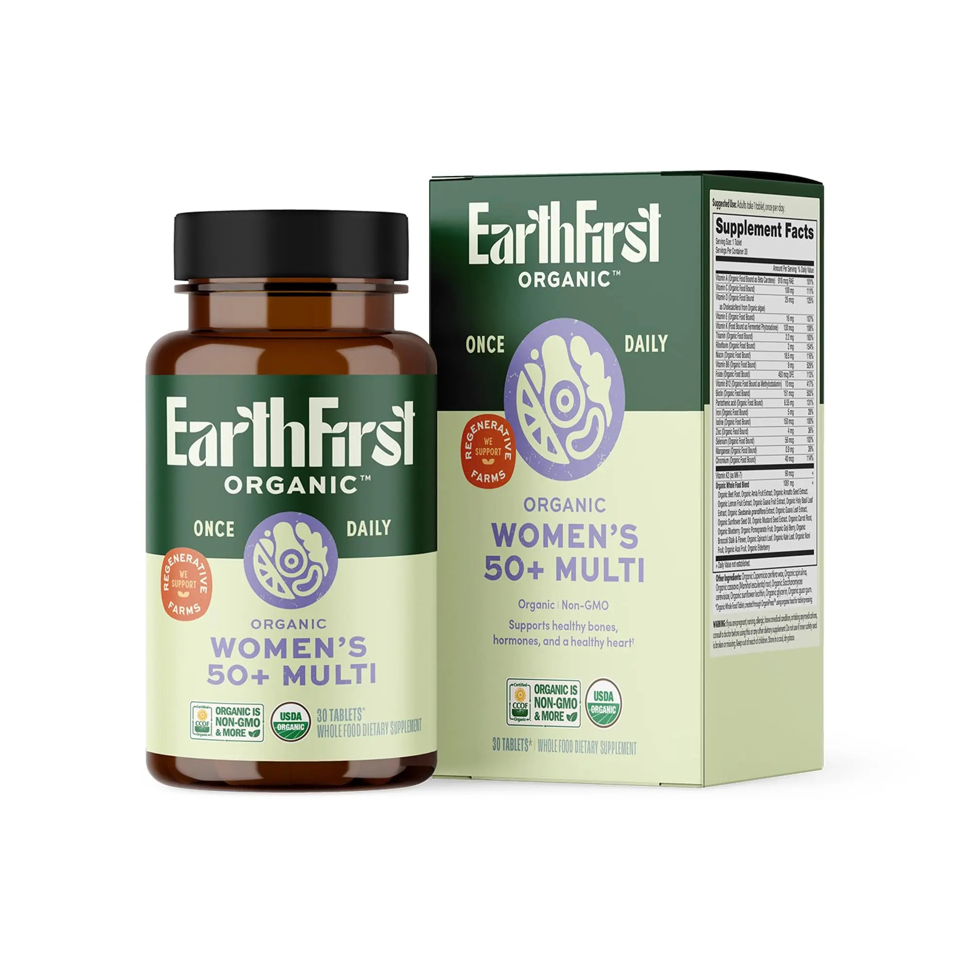 EarthFirst Organic Women's & Men's 50+ Once Daily Multi Bundle,19 Vitamins from Herbs & Superfoods, 30 Count EarthFirst Organic Au supplements