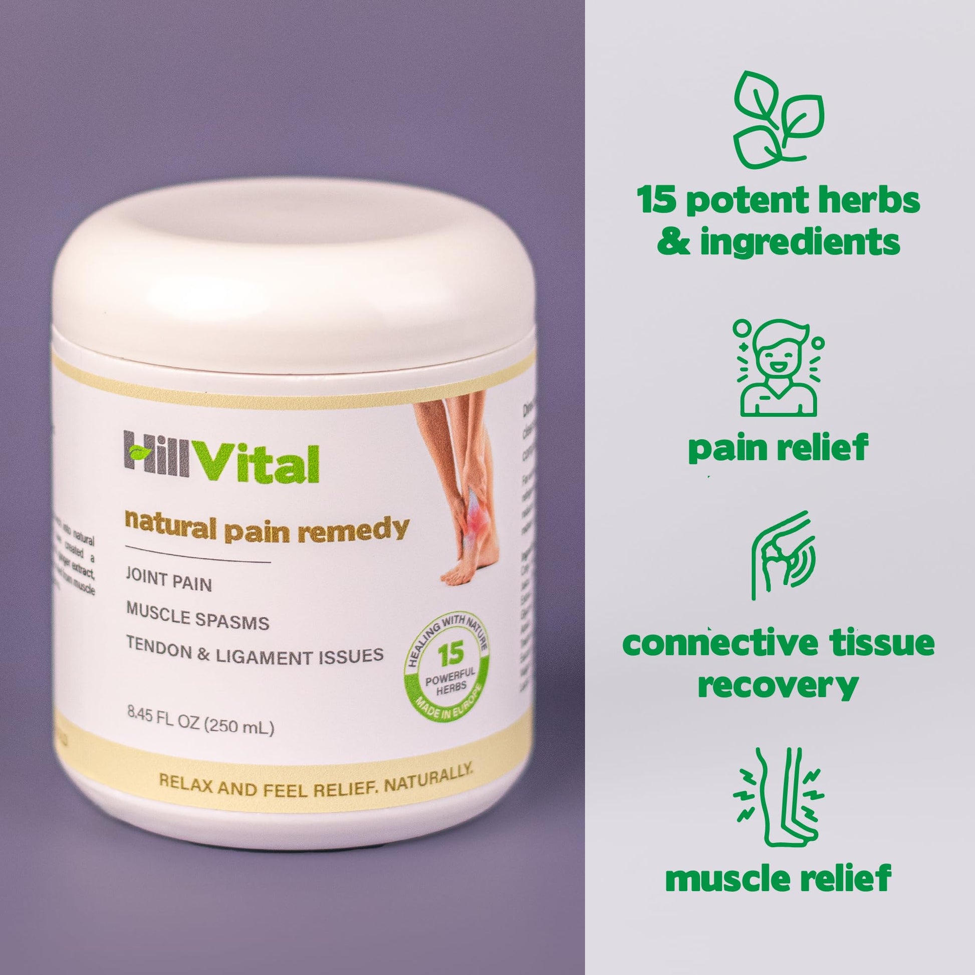 HillVital Joint and Muscle Support – Sore Muscle Relief, Comfort Balm for Aching Joints, Neck, Hands, Feet, Back, Non Greasy Body Rub Sore Muscles Cream, Strong Topical Mixture for Pain Complaints Hill Vital Natural Solutions Au supplements