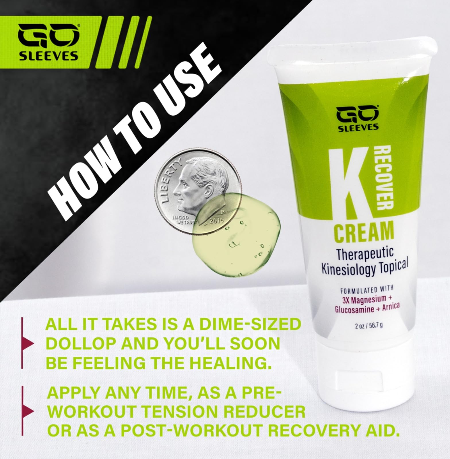 Go Sleeves Sports Recovery Cream - Concentrated Muscle and Joint Recovery Lotion – Magnesium Chloride Cream with Arnica for Muscle Pain and Stiffness from Running, Exercise, Backache – 2 Ounces GO SLEEVES Au supplements