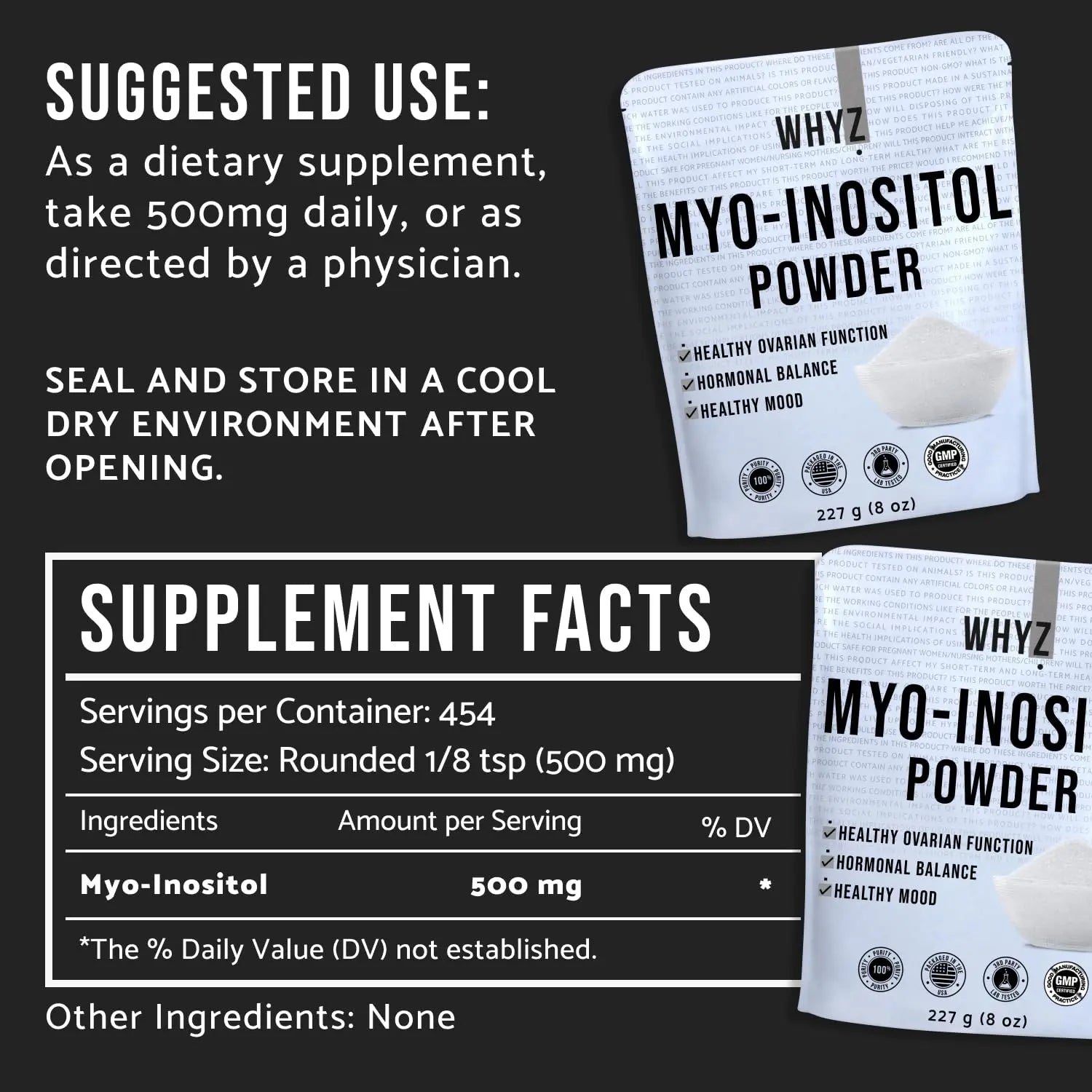 Myo-Inositol Powder 8oz, Natural Myo Inositol Supplement for Ovarian Support WHYZ Au supplements