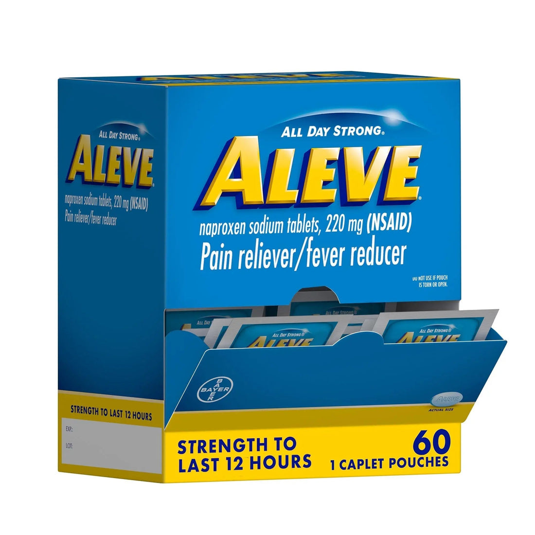 Aleve Pain Reliever & Fever Reducer Naproxen Sodium Caplets, Body and Arthritis Pain Reliever, Medicine for Adults and Children Ages 12 and Up, 60 Individual Pouches Aleve Au supplements