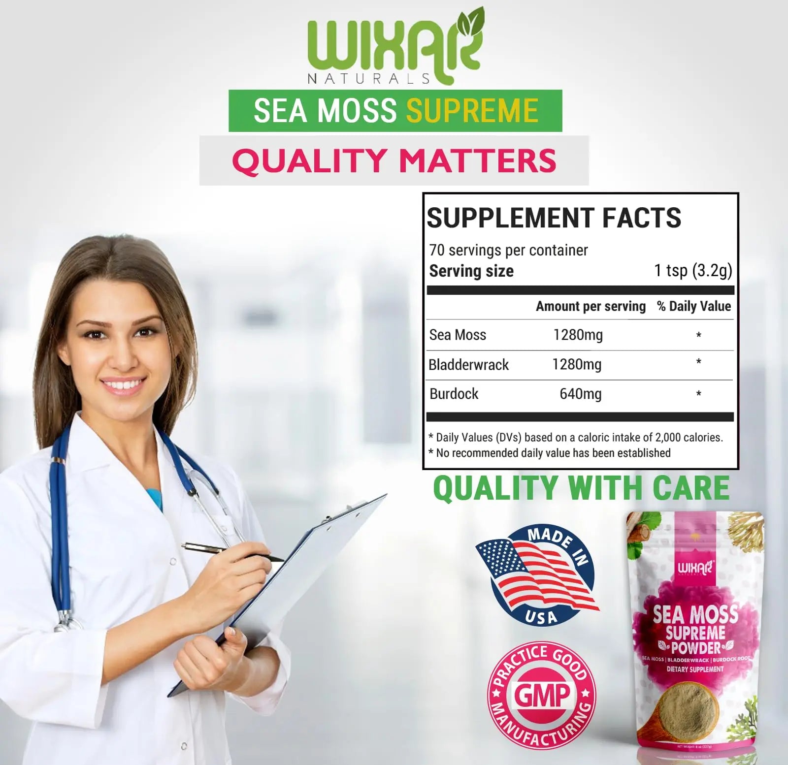Wixar Wildcrafted Sea Moss Powder – (8 Ounces) – Natural Irish Sea Moss and Bladderwra WIXAR NATURALS Au supplements