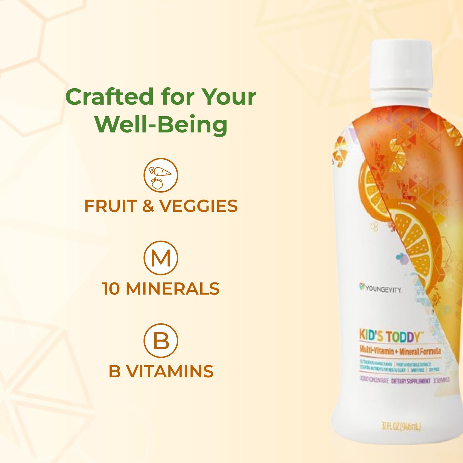 Youngevity Kid's Toddy™ - Mega Multivitamin for Kids & Children Age 2+ - 14 Vitamins, 10 Minerals, Phytonutrient Blend - Highly Absorbable - Great Tasting Orange 32 Fl Oz (Pack of 2) Youngevity Au supplements