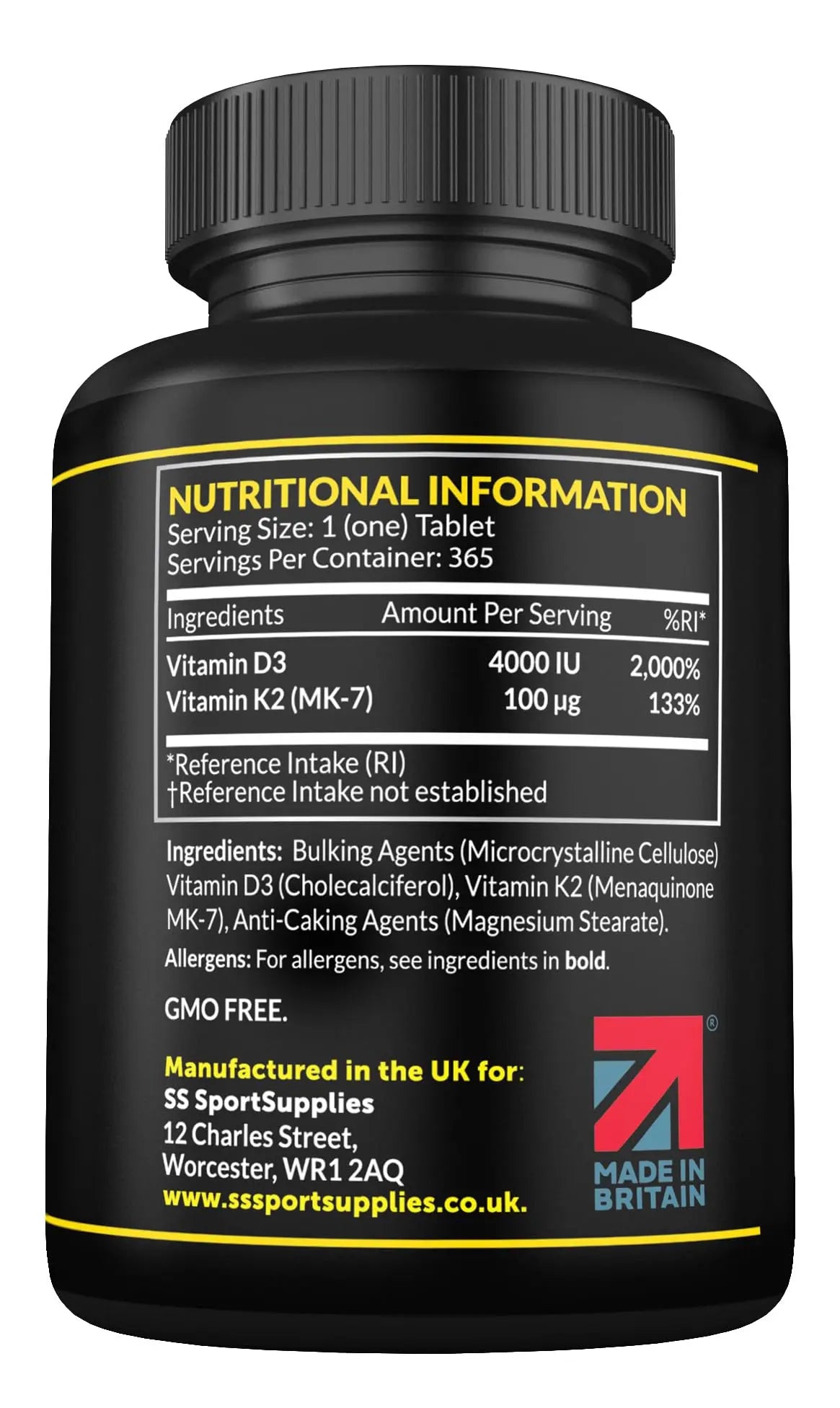 Vitamin D3 K2 High Strength Tablets - 365 Micro Tablets - Vitamin d3 4000 iu and k2 SS Sport Supplies Au supplements