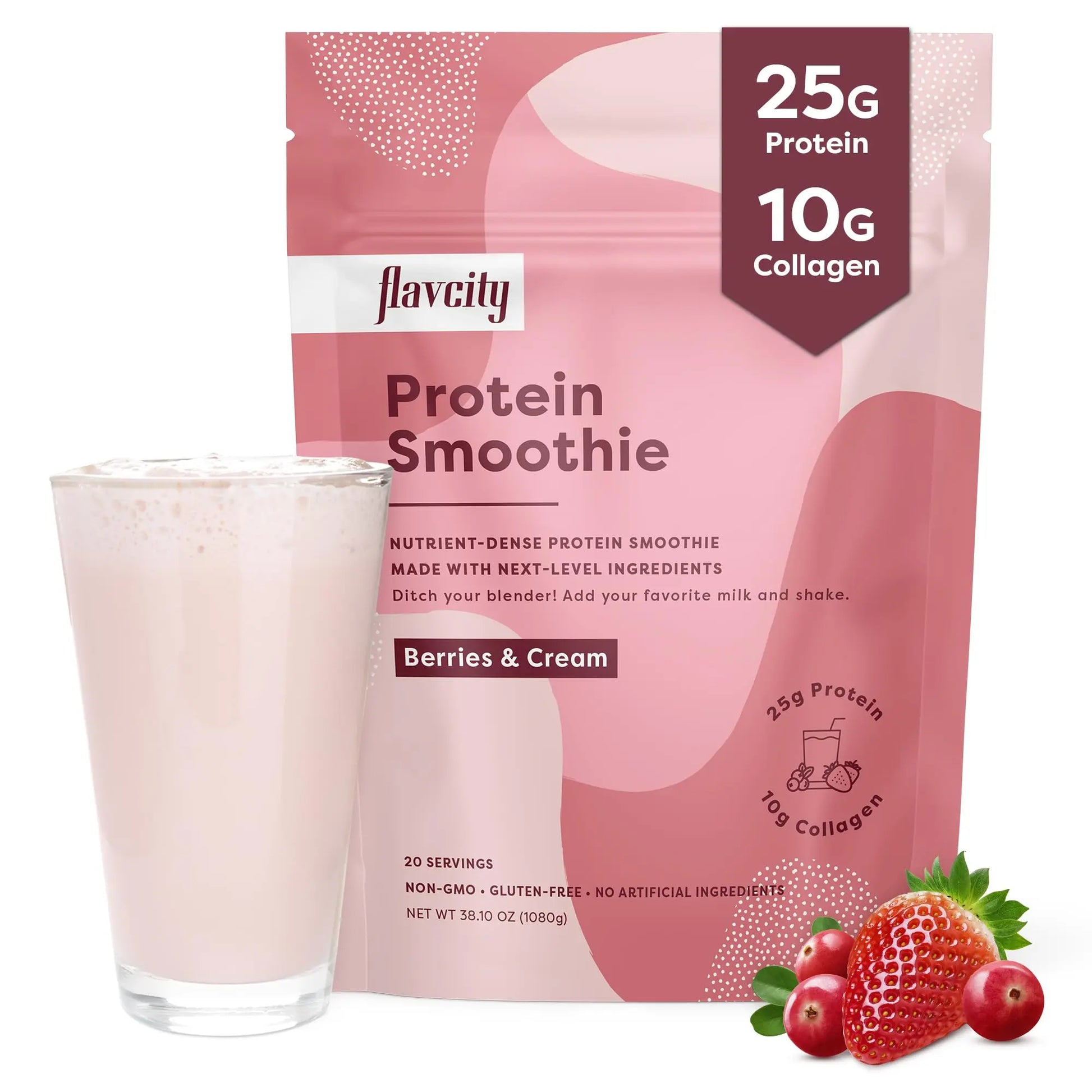 FlavCity Protein Powder Smoothie, Berries & Cream - 100% Grass-Fed Whey Protein FlavCity Au supplements