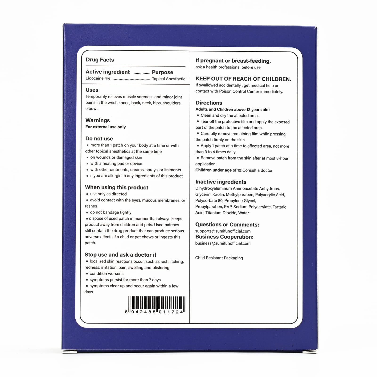 Sumifun 4% Lidocaine XL Pain Patches | Extra Large 4.72"x7.87" for Full Back & Thigh Coverage | Maximum Strength OTC Numbing | 8-Hour Medical Adhesion (X-Large, Count, 10) Sumifun Au supplements