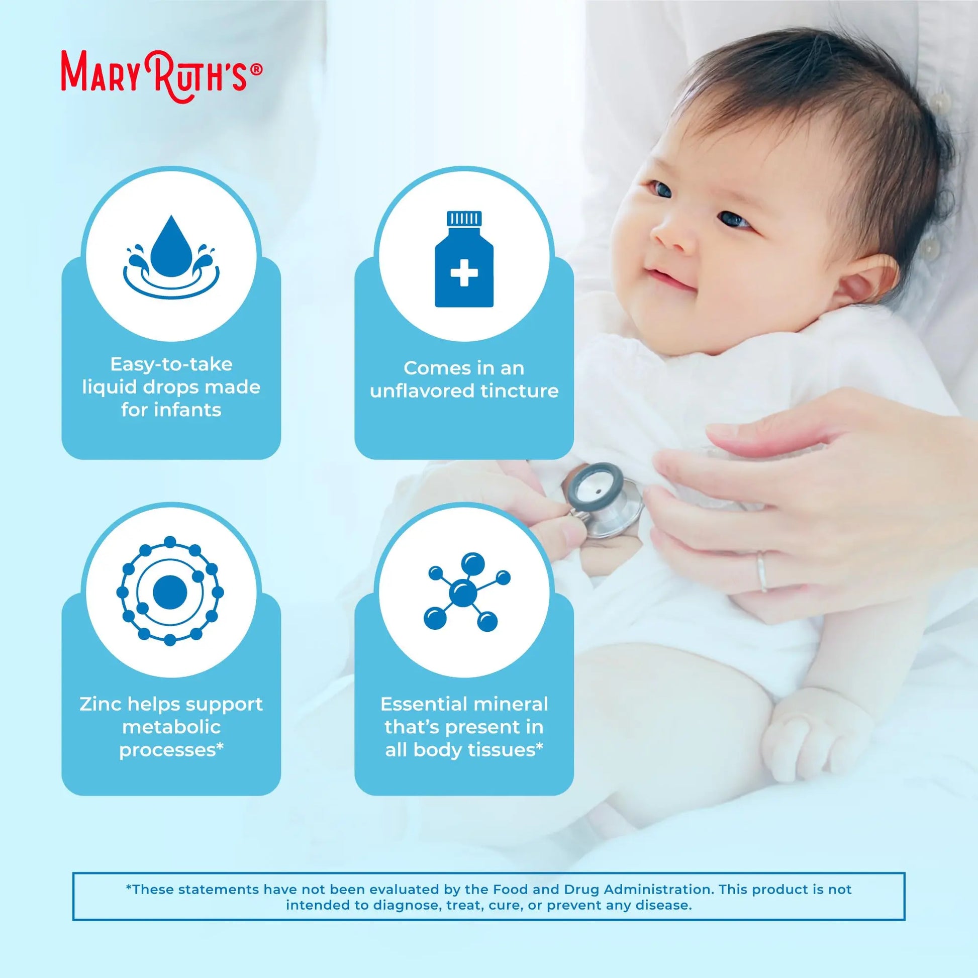MaryRuth Organics Organic Infant Ionic Zinc Liquid Drops | Zinc Sulfate for Immune Support | Organic Glycerin | Antioxidant | Vegan | Formulated for Babies Ages 6-12 Months | 1 Month Supply | 2 Fl Oz MARYRUTH'S Au supplements