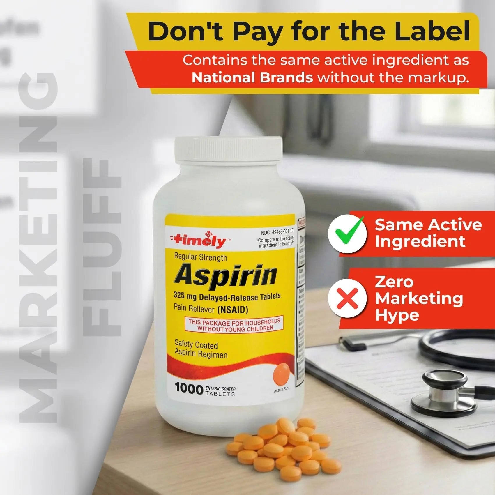 TIME-Cap Labs 1000 Regular Strength Aspirin 325mg – Delayed Release Enteric Coated Tablets for Minor Aches and Pains, NSAID Pain Reliever & Fever Reducer for Adults and Children 12 Years and Older TIME-CAP LABS, INC. Au supplements