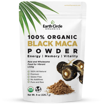 Organic Black Maca Peruvian Root Powder | Black Maca Root for Men | Natural Supplement | Essential Vitamins, Minerals & Fatty Acids Improved Energy | Immune Support (8oz, Pack of 1) Earth Circle Organics Au supplements