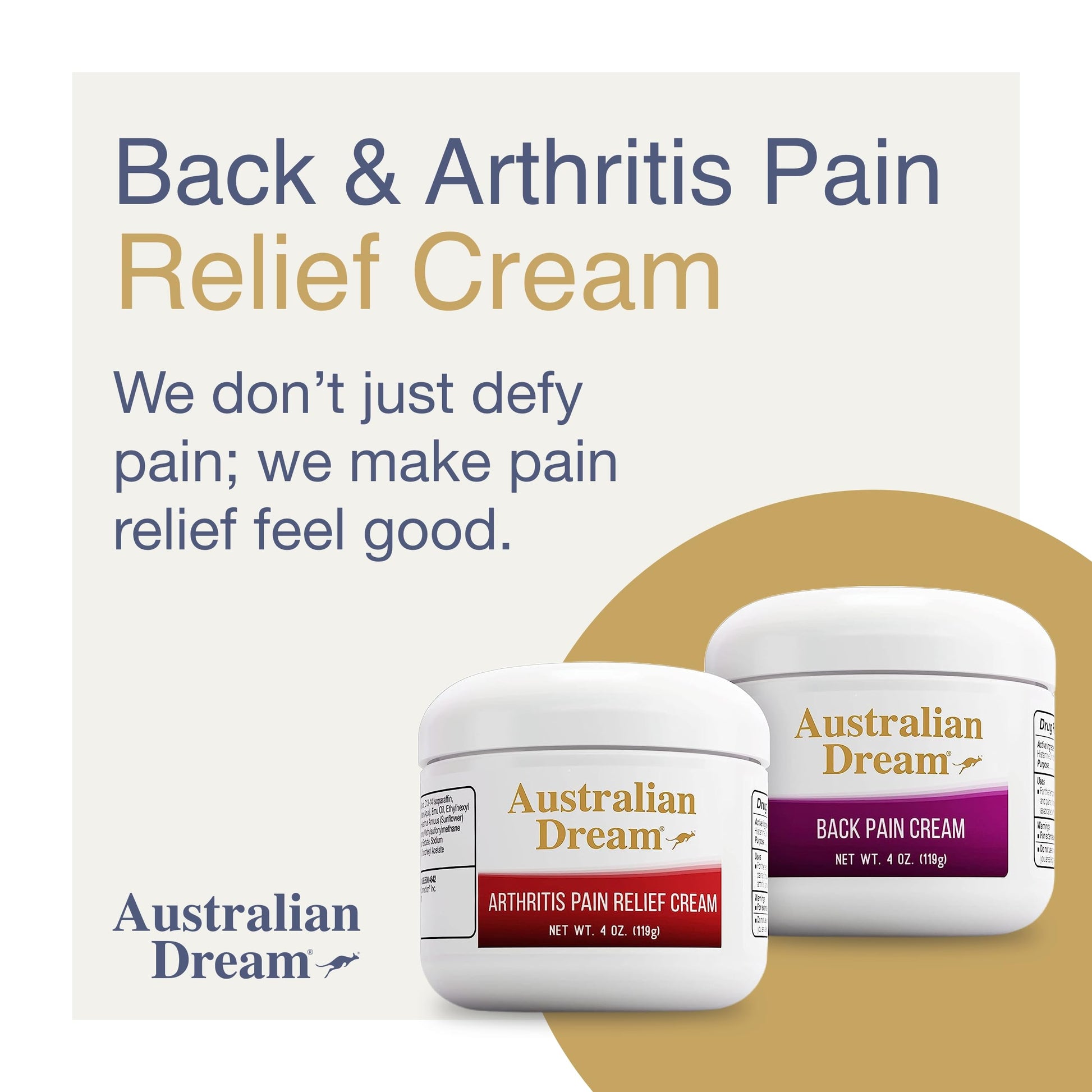 Australian Dream Arthritis Pain Relief Cream & Back Pain Cream - Soothing, Non-Greasy Pain Relief Creams - Topical Arthritis Pain Relief Good for Muscle Aches, Joint Pain, or Back Pain - 4 oz Bundle Australian Dream Au supplements