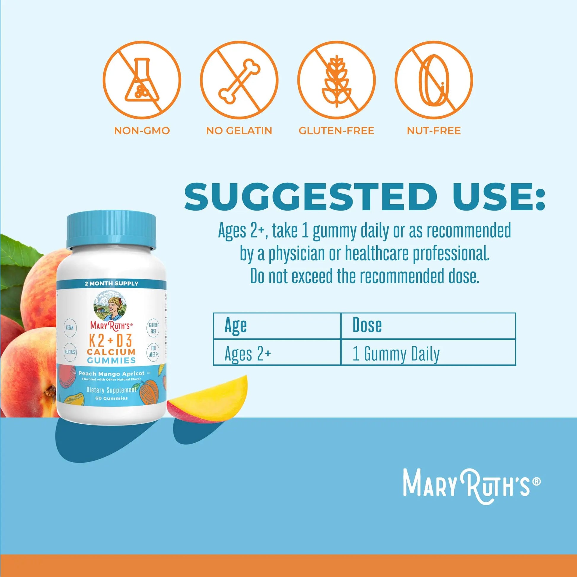 MaryRuth Organics Calcium with Vitamin D & Vitamin K2, 2 Month Supply, Calcium Supplement Supports Bone Health & Joint Support, with Vitamins D3 K2 Gummies, Vegan, Non-GMO, Gluten Free, 60 Count MARYRUTH'S Au supplements