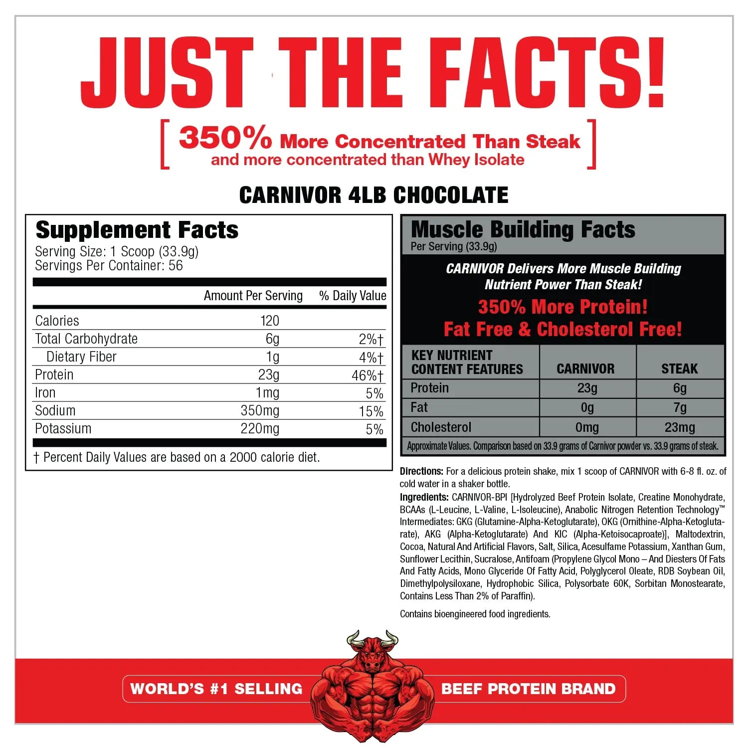 MuscleMeds, Carnivor Beef Protein Isolate Powder 56 Servings, Chocolate, 72 Ounce MuscleMeds Au supplements