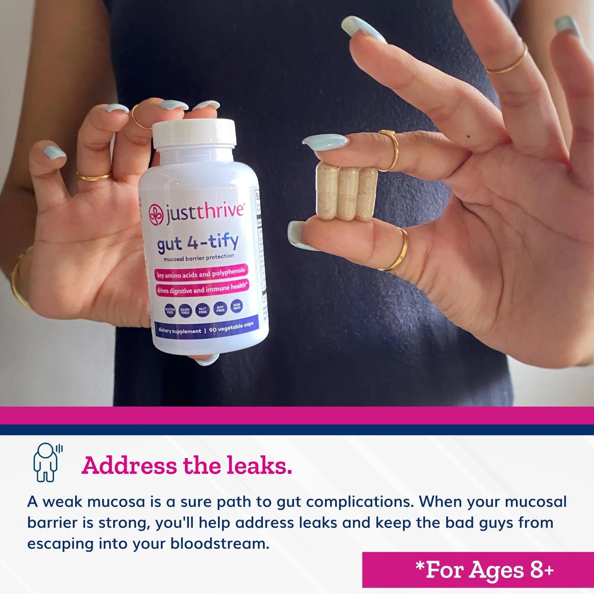 Just Thrive Gut 4-tify - Gut Health Supplements for Women and Men - Anti Bloat, 90 Vegetable Capsules Just Thrive Au supplements