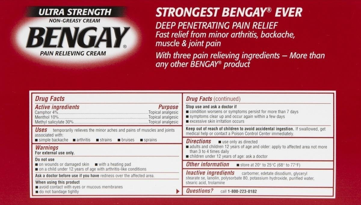 Bengay Ultra Stength Pain Relieving Cream, Non-Greasy-Ultra Strength, 2 pk Bengay Au supplements