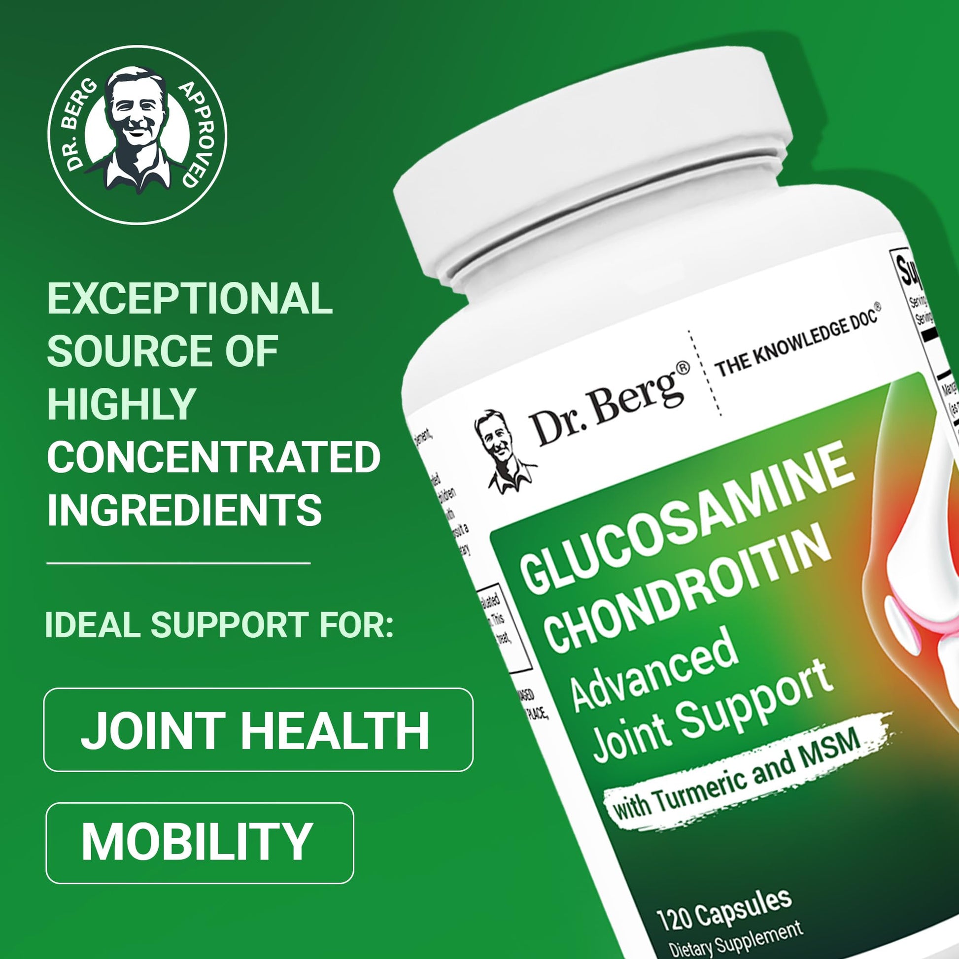 Dr. Berg Glucosamine Chondroitin MSM Turmeric & Boswellia - Advanced Joint Support Supplement with 1500 mg Glucosamine Sulfate - Includes 120 Capsules Dr. Berg Nutritionals Au supplements