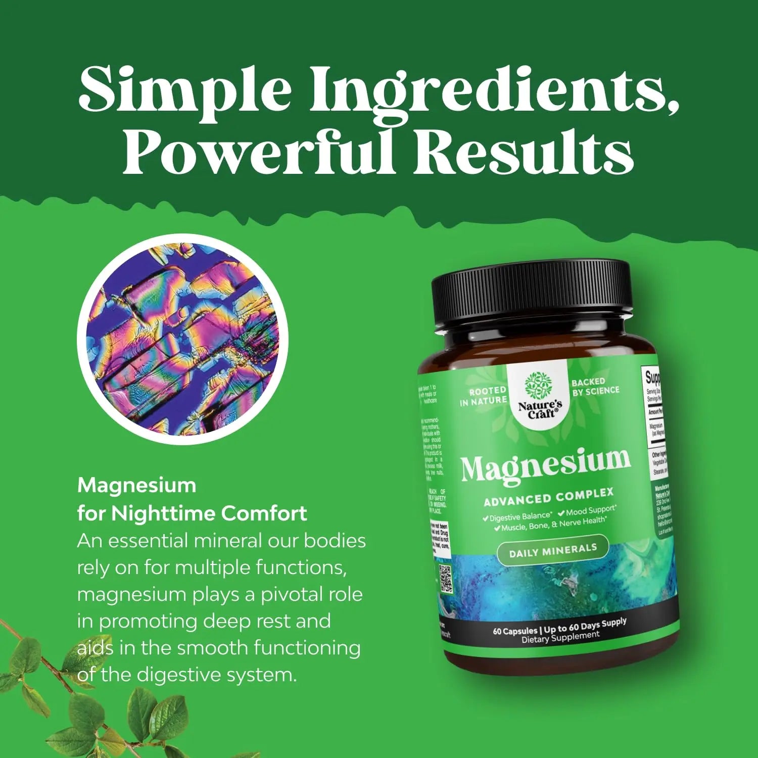 High Absorption Magnesium Complex Supplement - Magnesium Oxide 500mg with Citrate 500mg for Sleep and Mood Support - Pure Citrate per Serving for Muscle Stomach and Digestion - 60 Count Natures Craft Au supplements