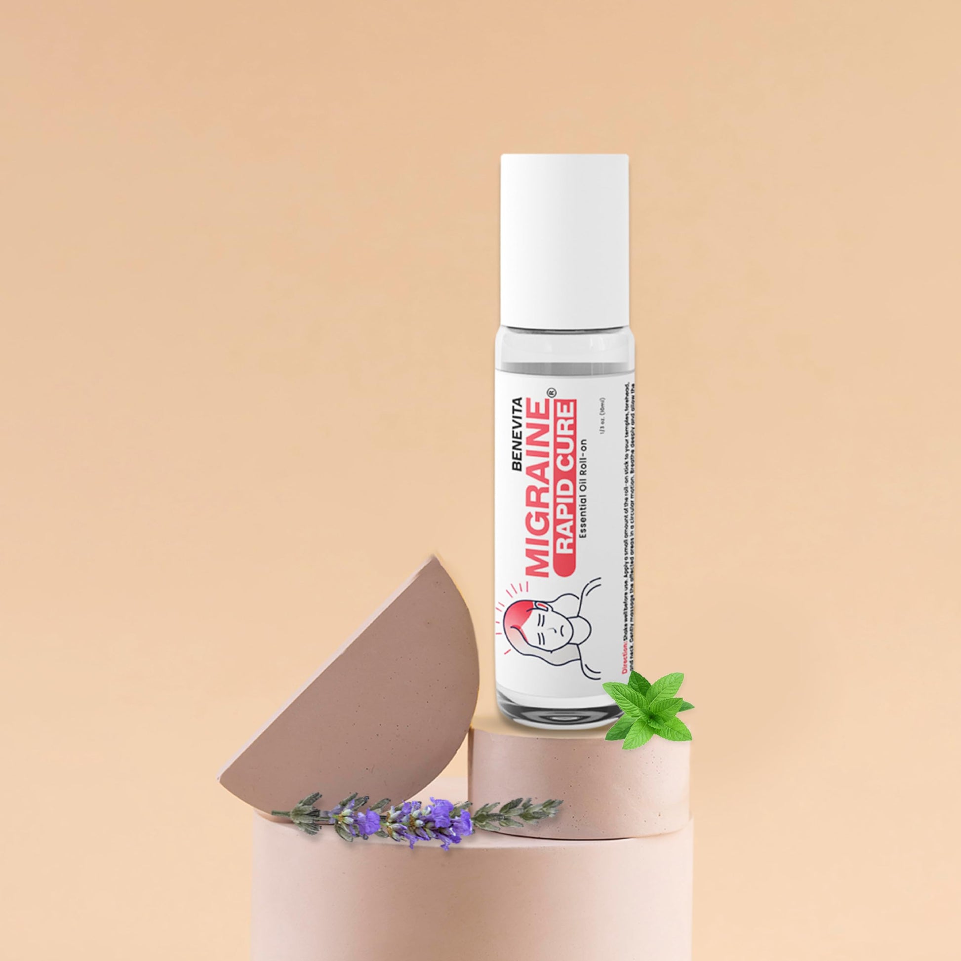 Benevita Migraine Relief Stick Roll-On – Organic, Natural, Cruelty-Free Headache Relief Roll-On – Peppermint, Spearmint, & Lavender Essential Oil Roller for Tension & Stress Benevita Au supplements