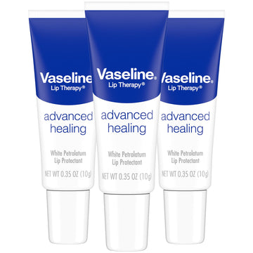 Vaseline Lip Therapy Advanced Healing 3-Pack – White Petroleum Moisturizing Lip Balm for Extremely Dry Lips, 0.35 Oz Ea