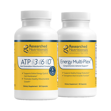 Researched Nutritionals Mens & Womens Vitamins - Optimized Energy Duo - Adrenal Support & Mitochondrial Supplements to Promote Optimal Cellular Energy - ATP 360 & Multi-Plex Researched Nutritionals Au supplements