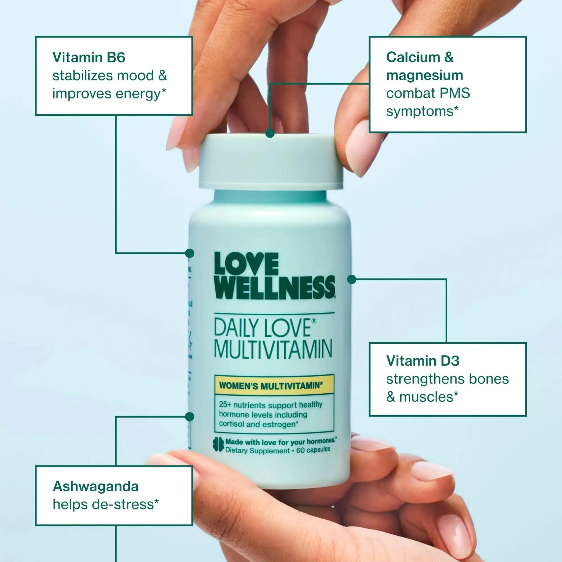 Love Wellness Daily Love Multivitamin for Women | Supports Energy, Cortisol, Immune Health, Stress Relief, & PMS | Complete with Vitamin D, C Love Wellness Au supplements