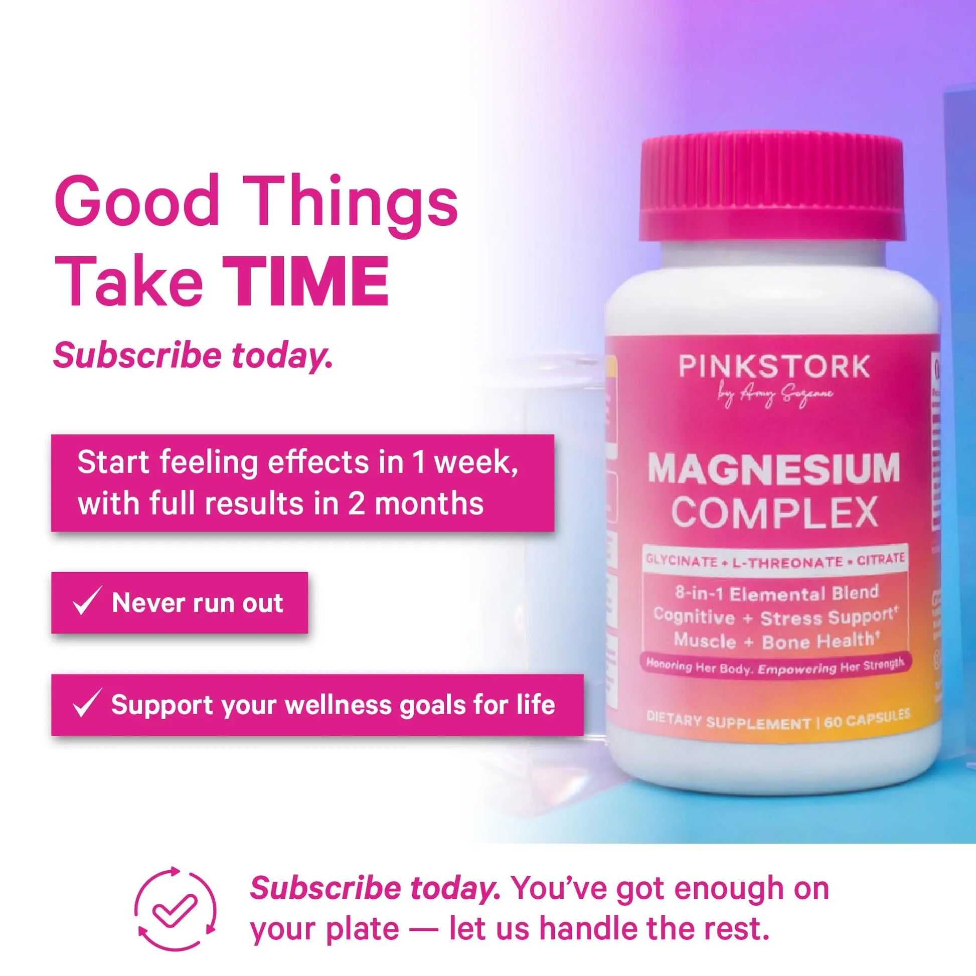 Pink Stork Magnesium Complex for Women - 8 Forms Including Glycinate, Malate, Citrate & L-Threonate - Stress, Sleep, Muscle & Hormone Support - 400 mg Elemental Magnesium - 60 Vegan Capsules Pink Stork Au supplements