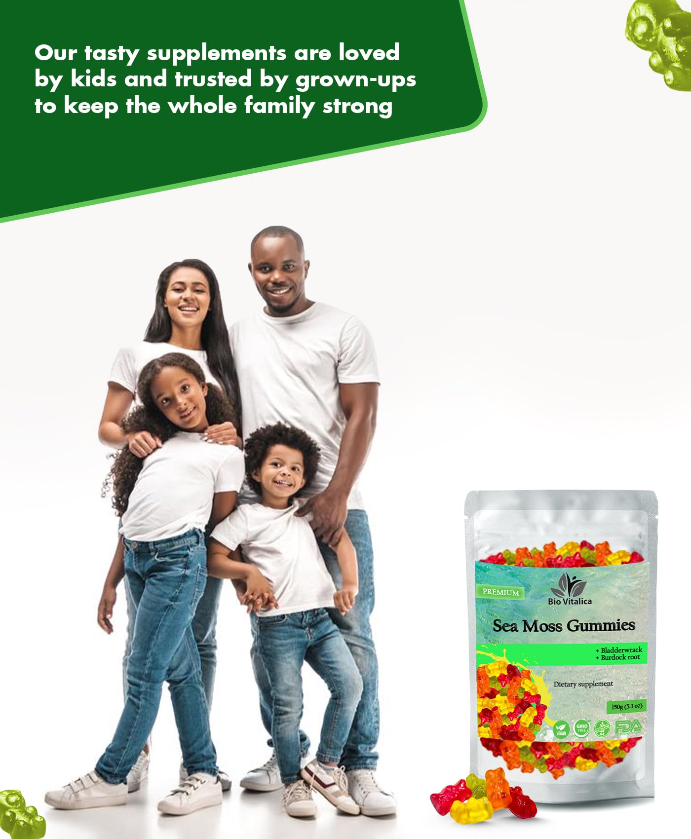 BIO VITALICA Sea Moss Gummies – with Bladderwrack & Burdock Root – Wildcrafted Gel + Powder – Vegan, Keto, Non-GMO, Gluten-Free – Fruity Mineral-Rich Gummies – 50 Count (3 Pack) BIO VITALICA Au supplements