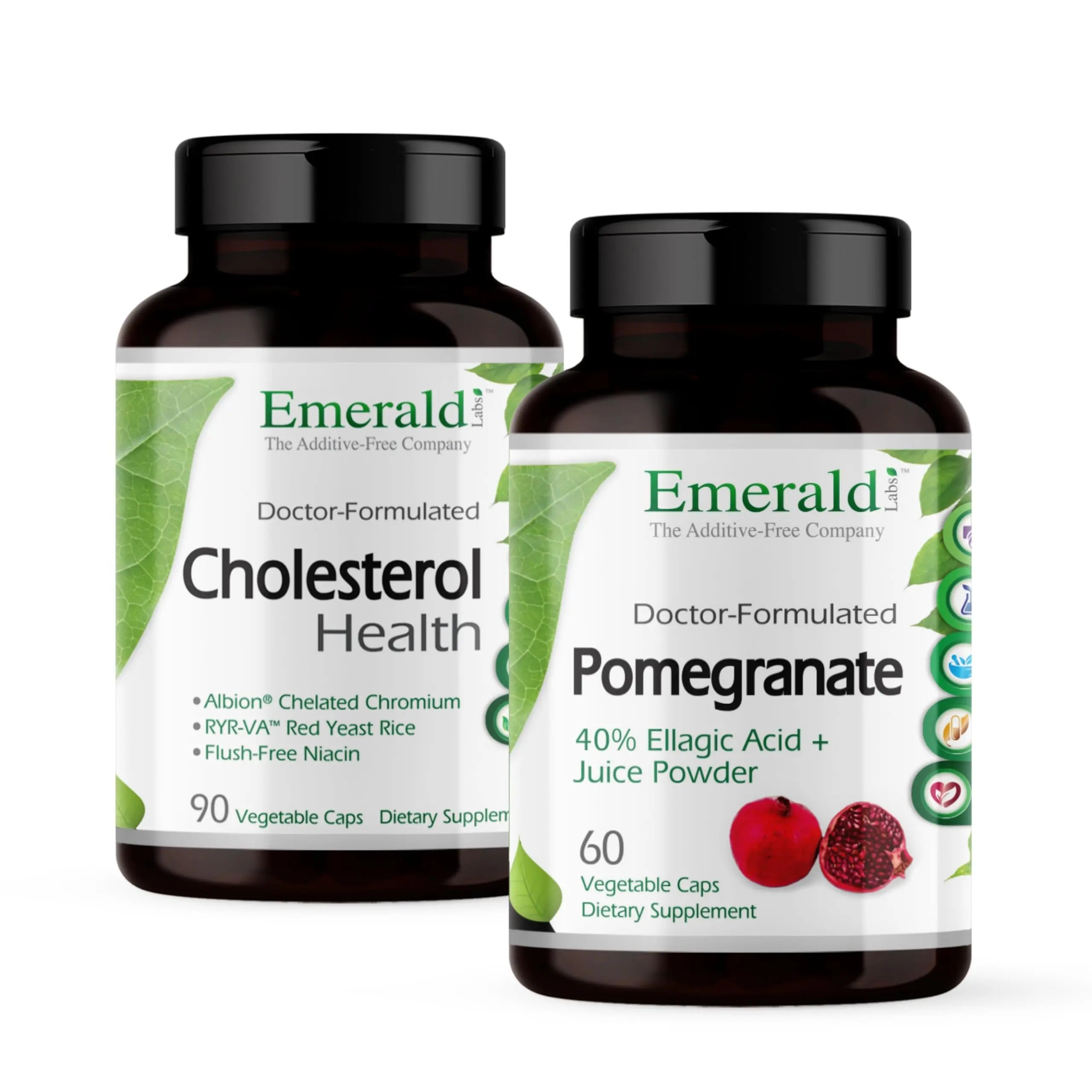 EMERALD LABS Cholesterol Health (90 Caps) & Pomegranate Extract (60 Caps) - Supports Heart Health & Immune Function - Gluten Free & Vegan EMERALD LABS Au supplements