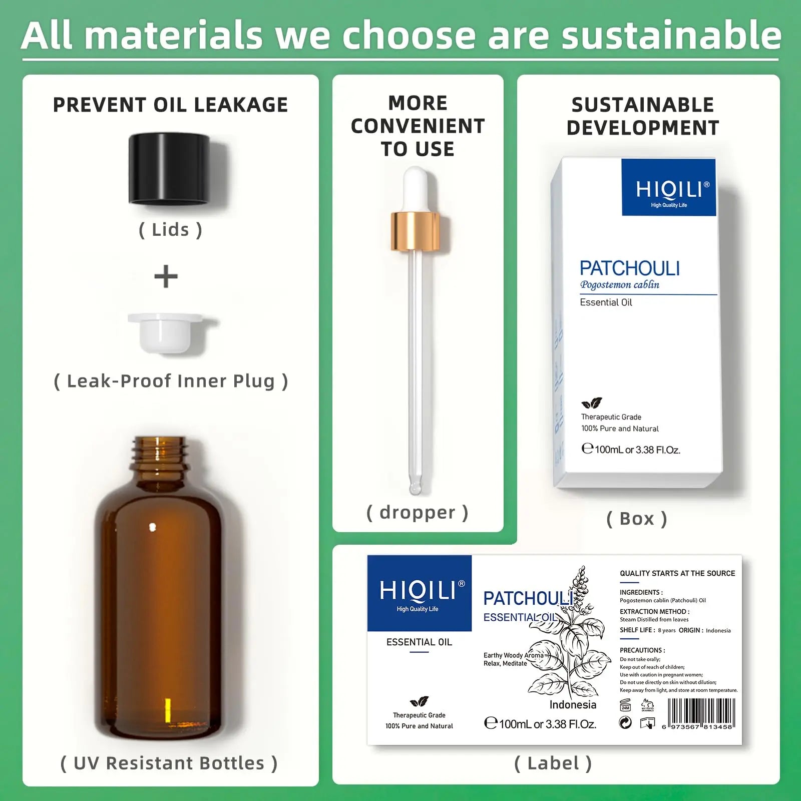 HIQILI Patchouli Essential Oil 100ML, Pure Natural, for Perfume Making, Diffuser and Skin HIQILI Au supplements