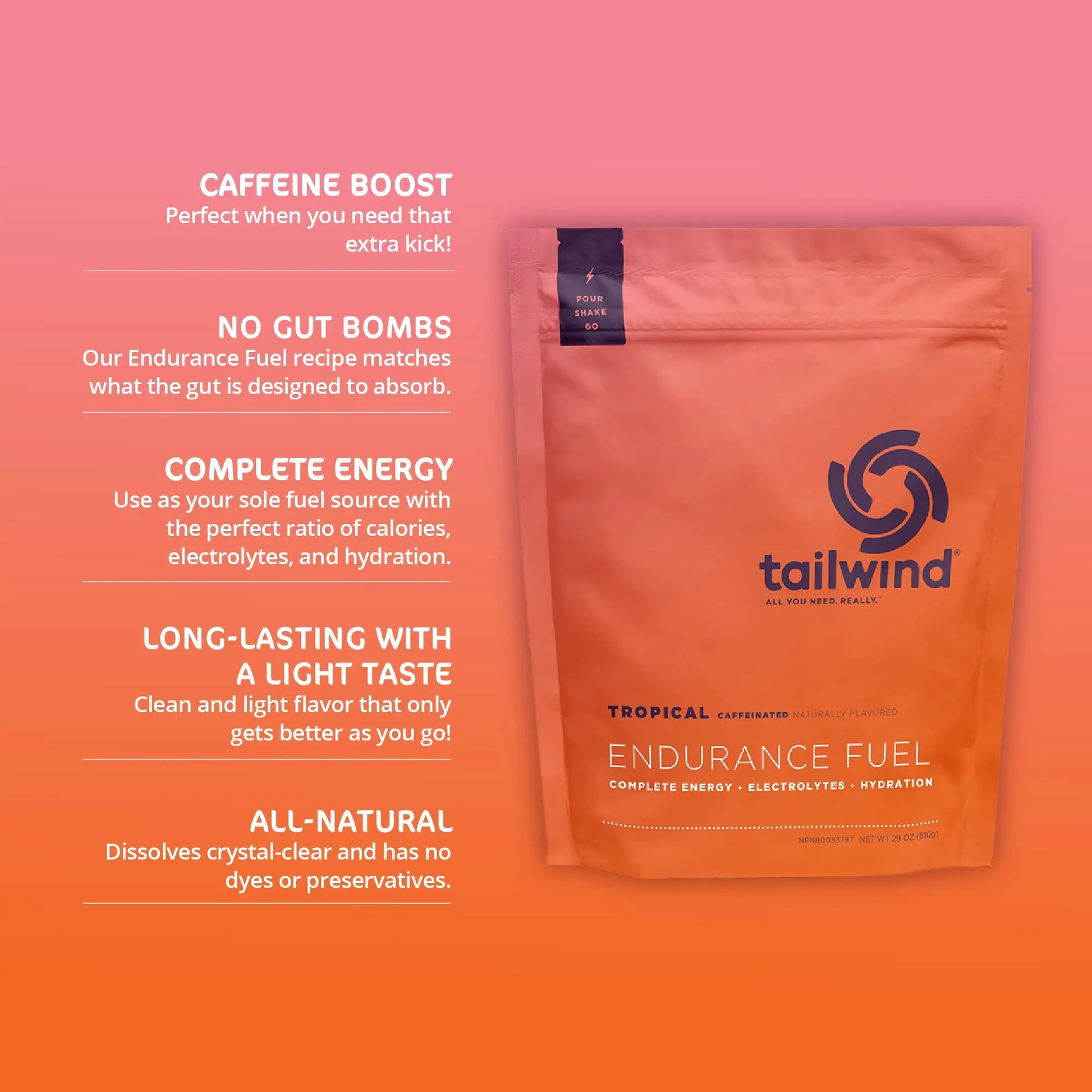 Tailwind Nutrition Endurance Fuel, Caffeine Drink Mix with Electrolytes Tailwind Au supplements