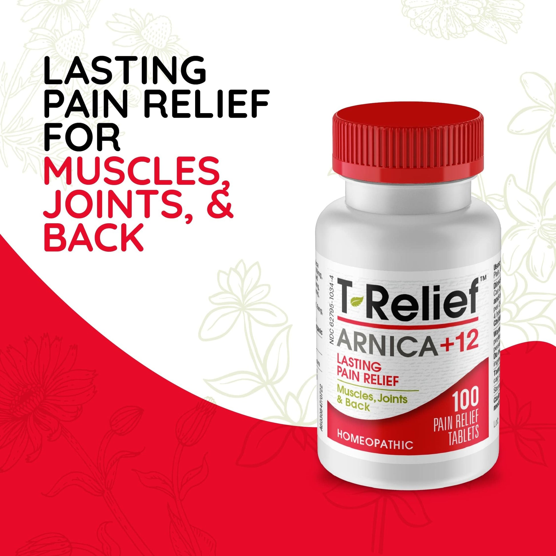 MediNatura T-Relief Pain - Arnica Medication for Naturally Soothing Body Aches - Supports Muscle, Joint & Back Relief - Chewable Tablets - Plant-Based Tablets - Non-Addictive - 100 Count - 2 Pack MediNatura Au supplements