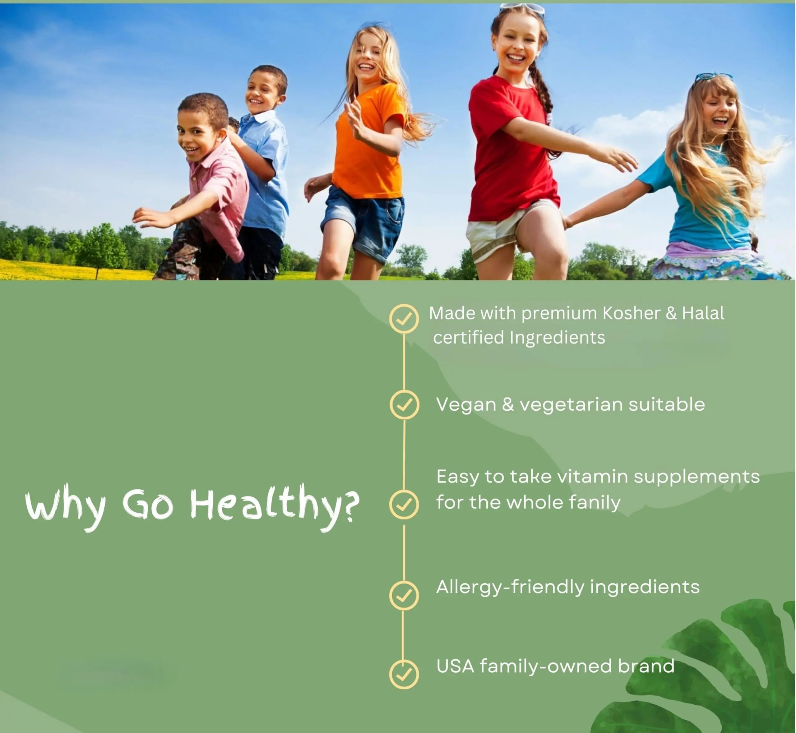 Go Healthy Kids Multivitamin Gummies, Immune Support, Kids Vitamin Gummies, Kosher Kid Vitamin, Halal Go Healthy Natural Au supplements