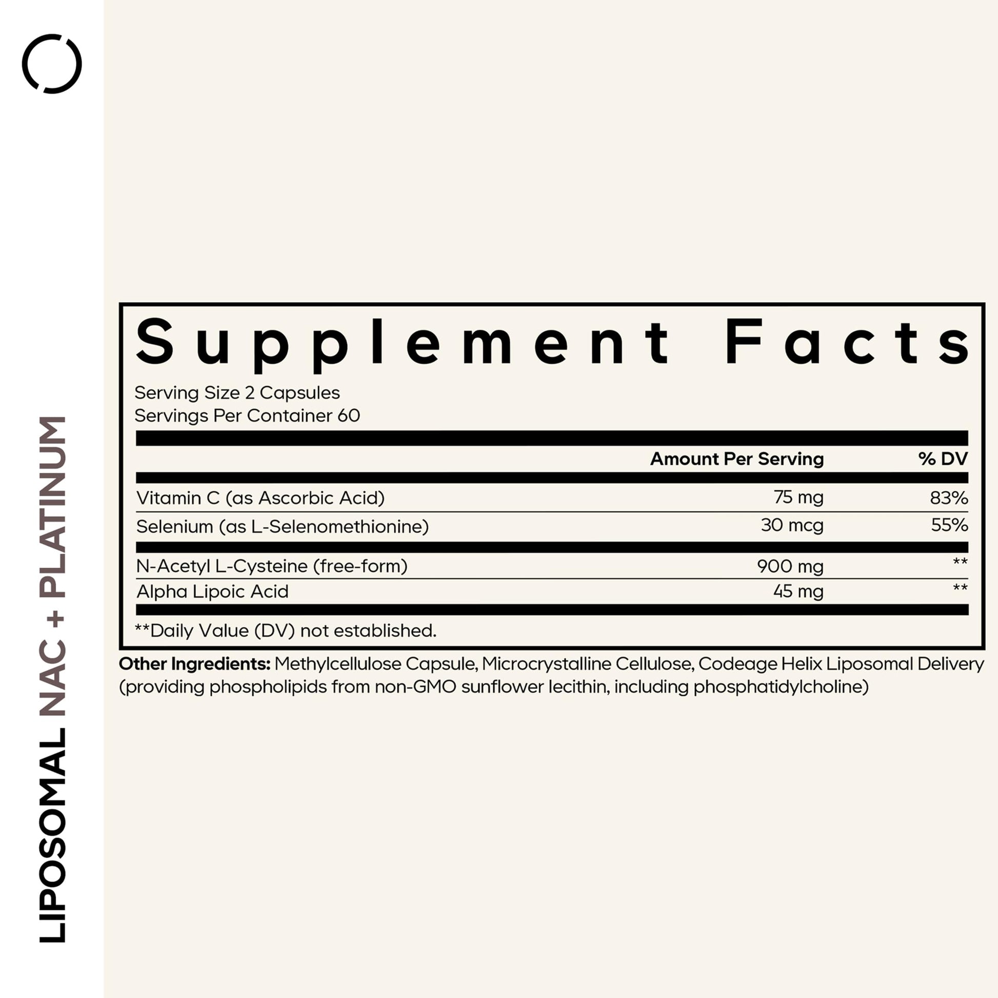 Codeage Liposomal NAC+ Platinum - N-Acetyl L-Cysteine, Vitamin C, Alpha Lipoic Acid, Selenium - 2-Month Supply - Helix Liposomal Delivery - Phospholipid - Non-GMO NAC Dietary Supplement - 120 Capsules Codeage Au supplements