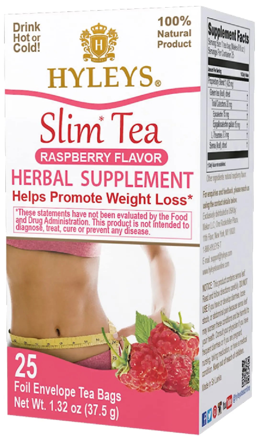 Hyleys Slim Tea Raspberry Flavor - Weight Loss Herbal Supplement Cleanse and Detox HYLEYS Au supplements
