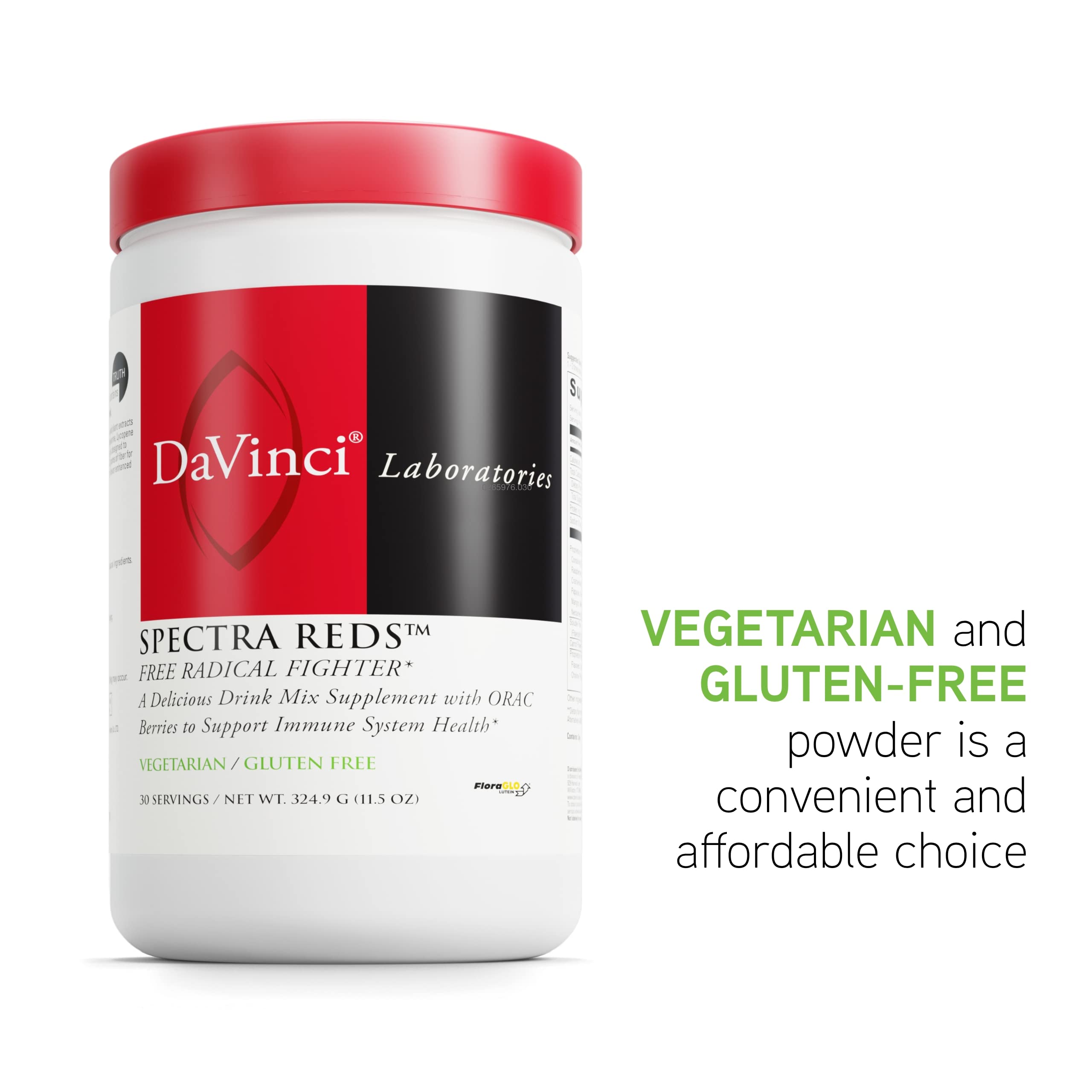 DAVINCI Labs Spectra Reds - Drink Mix Supplement for Antioxidant Health* - Immune & Liver Health Aid with Grape Seed Extract* - Powder Supplement Supports Eye & Heart Health* - 30 Servings (324.9 g) DAVINCI Au supplements